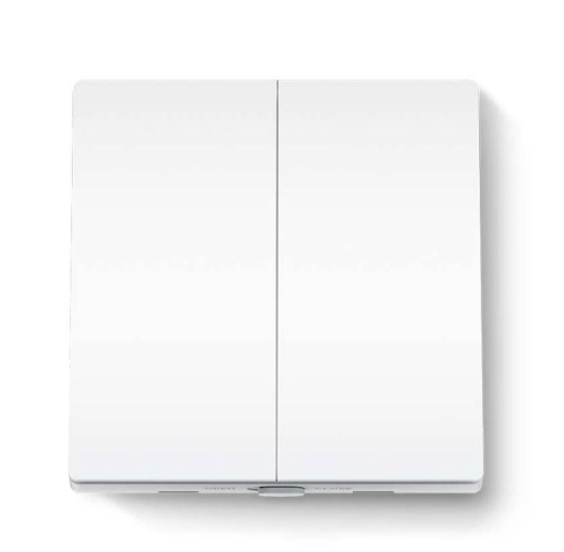 TP-LINK TAPO S220 intrerupator inteligent dublu (NECESITA HUB TAPO), Wireless: 868 MHz, incarcare maxima: 600 W LED/600W CFL/1000W INC/1000WFTL/Ventilator de 50 W, Dimensiuni: 87.1 × 86 × 41 mm, Alimentare: 2× Baterii AAA 1.5 V