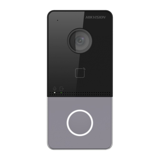 Post videointerfon de exterior WIFI Hikvision DS-KV6113-WPE1(C), montaj aparent pentru o familie, camera HD 2MP, True WDR, unghi vizualizare: Horizontal: 129° Vertical: 75°, iluminare IR 3 metri, cititor de card incorporat Mifare 13.56 MHz, comunicare