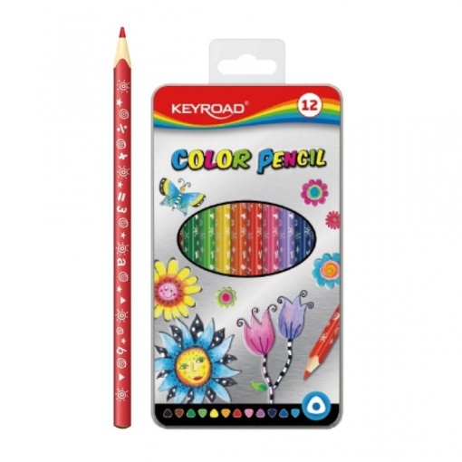 Creioane colorate, 12 culori, triunghiulare, grosime mina 3 mm