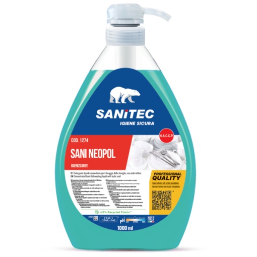 Sanitec, Detergent Lichid, pentru Vase, cu acid lactic, 1000 ml