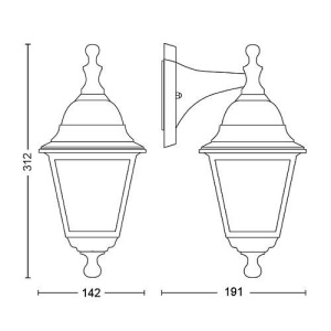 Aplica tip felinar pentru exterior Philips Lima DOWN, 1xE27, max 60W ,IP44, 205x150x355mm, Negru - Img 2
