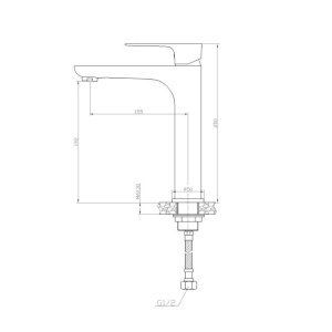 Baterie lavoar inalta alb-crom Laveo 25cm - Img 2