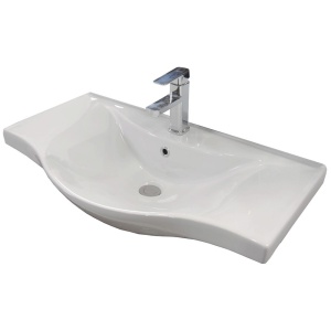 Baza cu lavoar ceramic GN1871, mobilier baie 80 cm, front MDF, 1 sertar, 1 usa, glisiere soft close, picioare cromate reglabile, alb - Img 3