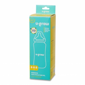 Biberon de sticla 260 ml+2 tetine extra, U-Grow - Img 3