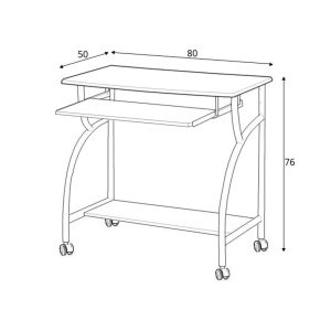 Birou metalic HM B6, blat MDF, polita glisanta tastatura, raft calculator, 80x50x76 cm, fag - Img 3
