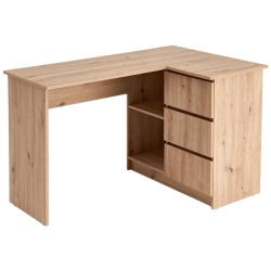 Birou pe colt HM Bega, blat PAL, 3 sertare, 2 rafturi, design modern, stejar artizanal - Img 2