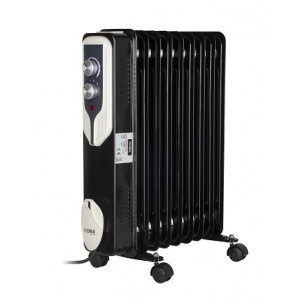 Calorifer electric, 9 elementi, 2000 W, 3 trepte incalzire, termostat reglabil, ZLN-3659, Floria, Negru