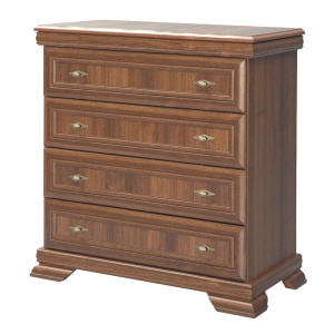 Comoda dormitor VM2, Pal Melaminat, cu 4 sertare, cu elemente din MDF, Nuc - Img 3