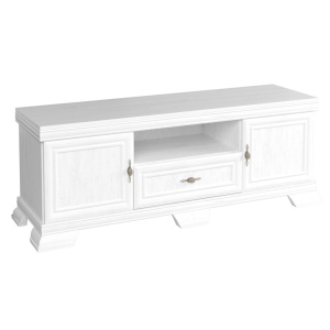 Comoda living VMT2, Pal Melaminat, cu 2 usi, sertar, cu elemente din MDF, Alb Antichizat - Img 3