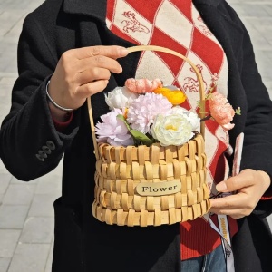 Cos bambus impletit 12 cm nature – decoratiuni florale si aranjamente naturale - Img 4