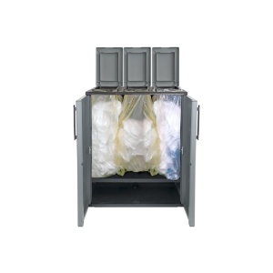 Cos gunoi selectiv cu 3 compartimente, 84 x 68 x 37 cm, E71/ECO3 - Img 2