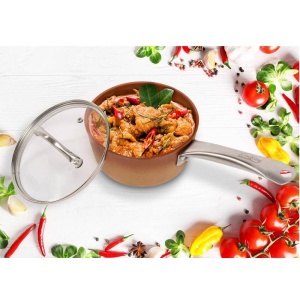 Cratita din aluminiu cu capac din sticla termorezistenta de 1.2 L 16 cm - Img 4