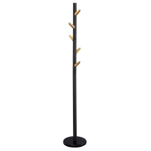 Cuier lemn masiv tip pom HM W66, baza metalica, 5 agatatori, de podea, negru - Img 2