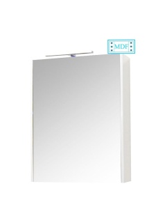 Dulap baie cu oglinda GN5011, MDF, iluminare led, 60 cm, usa, 3 rafturi, soft close, alb - Img 2