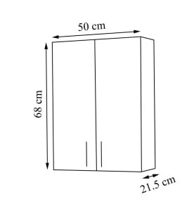 Dulap baie suspendat Roma, front MDF, 2 usi, polita, 50 x 68 cm, alb - Img 3