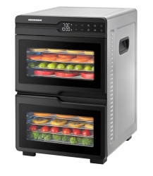 FOOD DEHYDRATOR HEINNER DUALDRY PRO HFD-KDDB1200BKSS, 1000-1200W, LED DISPLAY, DUAL STORAGE WITH AIRFLOW SYSTEM (FAN INSIDE EACH COMPARTMENT), 12 STAINLESS STEEL TRAYS, 2 FRUIT ROLL TRAYS, 2 MESH SHEETS, TEMPERATURE: 35-80 ℃, TIMER: 30 MIN - 48H, - Img 3