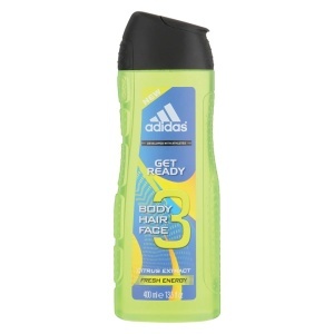 Gel de dus 3 in 1, Adidas Get Ready, corp, par si fata, Barbati, 400 ml