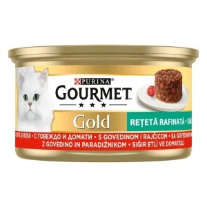 Hrana umeda pentru pisici, Vita si Rosii, in sos, Gourmet Gold, Purina, 85 g