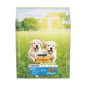 Hrana uscata caini Purina Friskies Junior cu pui, legume si lapte, 2.4 kg