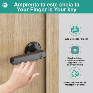 Incuietoare smart, pentru usa, cu broasca, model CittaLock, negru mat - Img 4