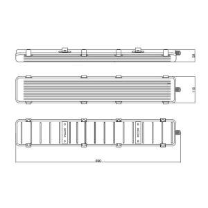 Lampa ermetica G-Tech 2x60cm T8 G13 GTV Gri - Img 2