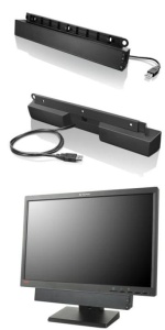 Lenovo USB Soundbar, Compatible with most Lenovo ThinkVision monitors Dual Speaker support with 1.25+1.25 total watts of output Audio volume controlled directly from the soundbar, Volume+ / volume- / mute button, Audio is linked to PC audio control, - Img 5
