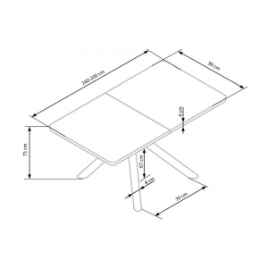 Masa extensibila living HM Derrick, MDF furniruit, cadru metalic, 160-200x90x75 cm, 8 persoane, stejar negru - Img 3