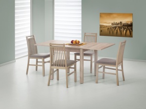 Masa living extensibila HM Gracjan, PAL Laminat, cant ABS, 80-160x80x76 cm, 6 persoane, stejar sonoma