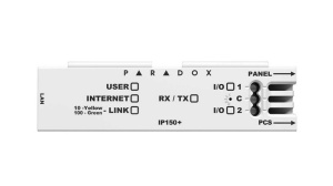 Modul internet Paradox IP150+MQ pentru centrale EVO, Spectra SP, MG5000/5050/5075 Suport catre statiile centrale IPR512 si IPRS-7 Criptare MD5 si RC4 Actualizare firmware de la distanta Notificari prin email securizat (SSL) Alimentare prin portul serial