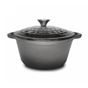 Oala din fonta emailata cu coada si capac, Cooking by Heinner, 24 cm, 4L, marble grey - Img 2