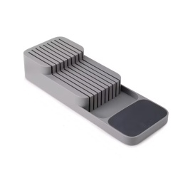 Organizator cutite pentru sertar, 18 compartimente, 40 x 14 x 7,5 cm, Gri