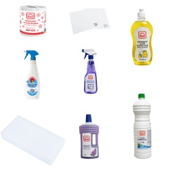Pachet WAW, 8 articole curatenie pentru bucatarie, baie si suprafete multiple