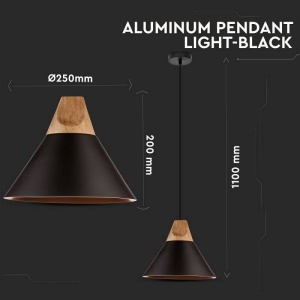 Pendul Conic negru lemn V-TAC D250 - Img 2