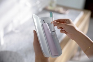 Periuta de dinti sonica electrica PHILIPS Sonicare Seria 2100 HX3651/11, 31000 miscari/minut, Cronometru Quadpacer si SmarTimer, Design ergonomic subţire, 1 capat de periere, Roz, L x A x I (mm) 109x63x220 - Img 5