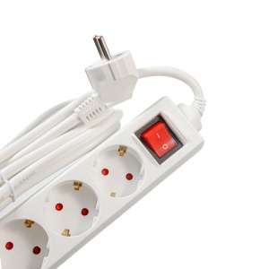PRELUNGITOR SPACER, Schuko x 5, conectare prin Schuko (T), cablu 3 m, 16 A, max. 3500W, protectie supratensiune, protectie copii, alb - Img 4
