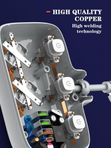 Prelungitor tip priza cu protectie Serioux Quick Charge 3.0, parametri nominali: 2500W-10A(Max) 250V, Intrare: AC100-250V 10A 50/60HZ , Ieșire PD: 5V=3A 9V=2.22A 12V=1.67A 20W (MAX), Ieșire QC: 5V-3A 9V=2A 12V=1.5A 18W (MAX) , Ieșire Auto-ID: 5V-2.4A - Img 10