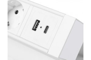 Priza de colt, 3 x Schuko, 2 x USB, alba, Basco, GTV - Img 2