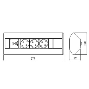 Priza dreptunghiulara blat/colt 3xSchuko 2xUSB GTV - Img 4