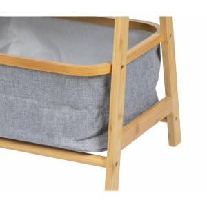 Raft depozitare si organizare KL6553, cu 3 nivele, sertare textile, lemn, multifunctional, natur gri - Img 3