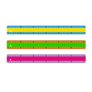 Rigla 30 cm, bicolora, plastic, diverse culori
