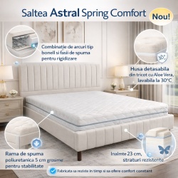 Saltea ortopedica Astral Standard Spring 180x200x25 cm, arcuri Bonell, husa detasabila tricot, hipoalergenica, fermitate tare - Img 2