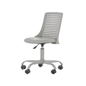 Scaun birou copii din polipropilena HM Pure, piele ecologica, baza vopsita, inaltime reglabila, roti pivotante, 80 kg, gri - Img 2