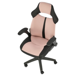 Scaun birou copii HM Bloom, stofa mesh, baza polipropilena, mecanism de balans, cotiere rabatabile, rotatie 360 , Roz Negru - Img 3