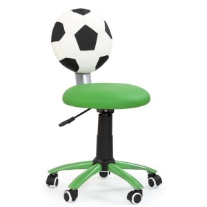 Scaun birou copii HM Gol, Piele ecologica, Inaltime ajustabila, Roti cauciucate, 90 Kg, Verde