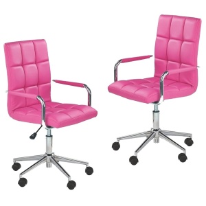 Scaun birou copii HM Gonzo 2, Ergonomic, Cadru metalic, Tapitat cu piele ecologica, Mecanism de balans, Cu brate, 90 Kg, Roz - Img 3