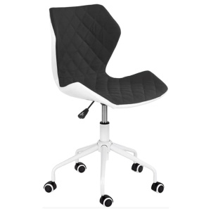 Scaun birou copii HM Matrix 3, stofa piele ecologica, inaltime reglabila, rotire 360 , roti pivotante, cadru metalic vopsit, 100 kg, negru alb