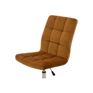 Scaun birou cu stofa tip catifea SL Q020, ergonomic, inaltime reglabila, cadru cromat, rotatie 360 , 90 kg, mustar - Img 2