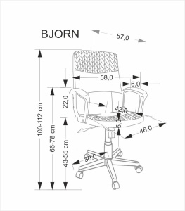 Scaun birou HM Bjorn, piele ecologica, mecanism balans, suport lombar, cotiere tapitate, 90 kg, gri negru - Img 3
