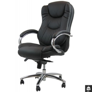 Scaun birou OFF 316, robust, piele ecologica, mecanism multiblock, suport lombar, baza cromata, 150 kg, negru - Img 2