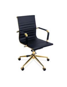Scaun de birou OFF 802A, ergonomic, spatar inalt, mecanism balans, baza aurie, 110 kg
